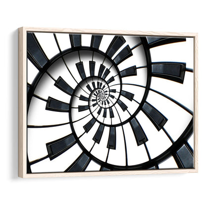 Abstract Piano Keyboard Art, Contemporary Black & White Wall Art, Framed Cavas Print, Floating Frame