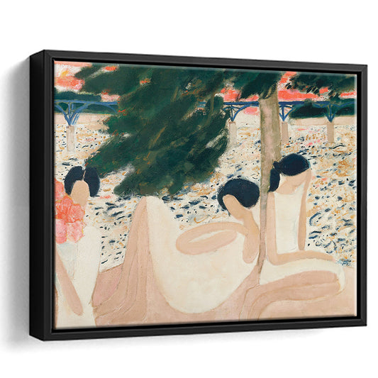 Abstract Portrait Framed Canvas Print Wall Art, Vintage Landscape Oil Painting Coquette Room Decor Large Wall Art