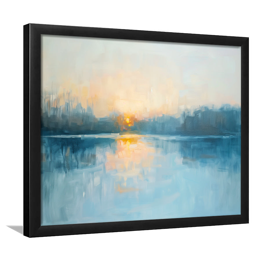 Abstract The Sunrise Reflection On The Water, Framed  Print, Painting Art, Framed Art Print Wall Decor, Framed Picture