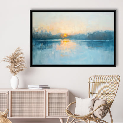 Abstract The Sunrise Reflection On The Water, Framed Canvas Print, Painting Art, Floating Framed Canvas Print Wall Art