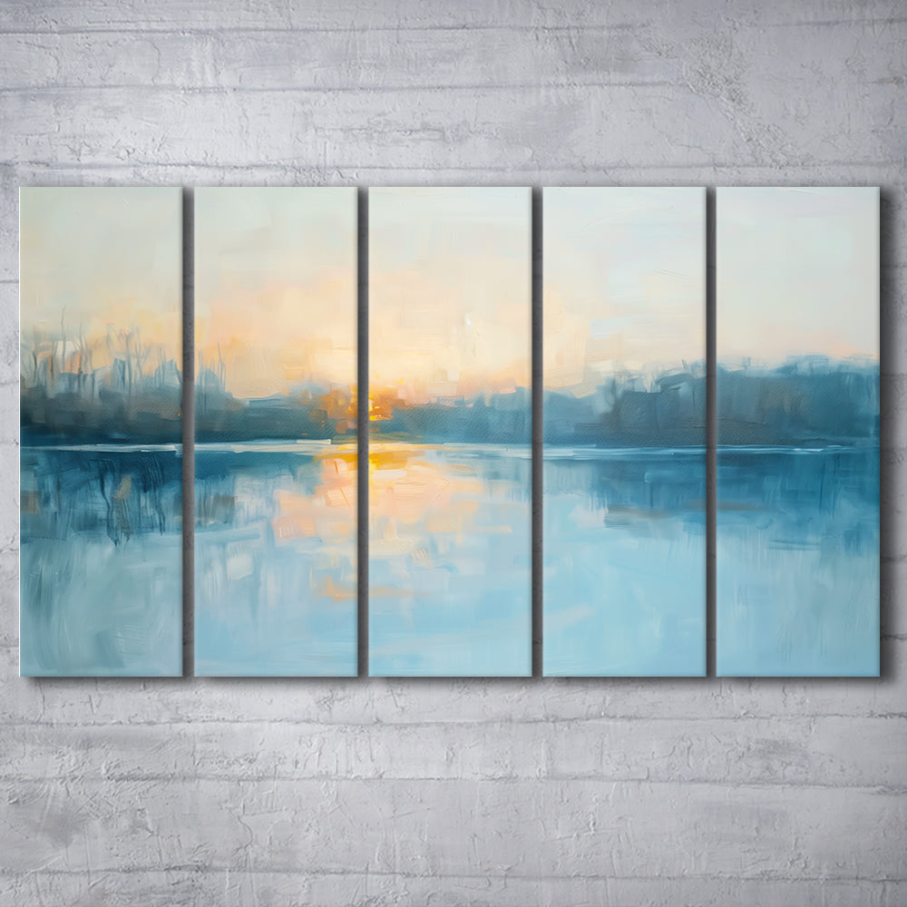Abstract The Sunrise Reflection On The Water, Canvas Art Print, Painting Art, Multi Panels Canvas Print Wall Art