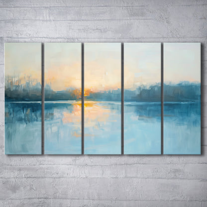 Abstract The Sunrise Reflection On The Water, Canvas Art Print, Painting Art, Multi Panels Canvas Print Wall Art