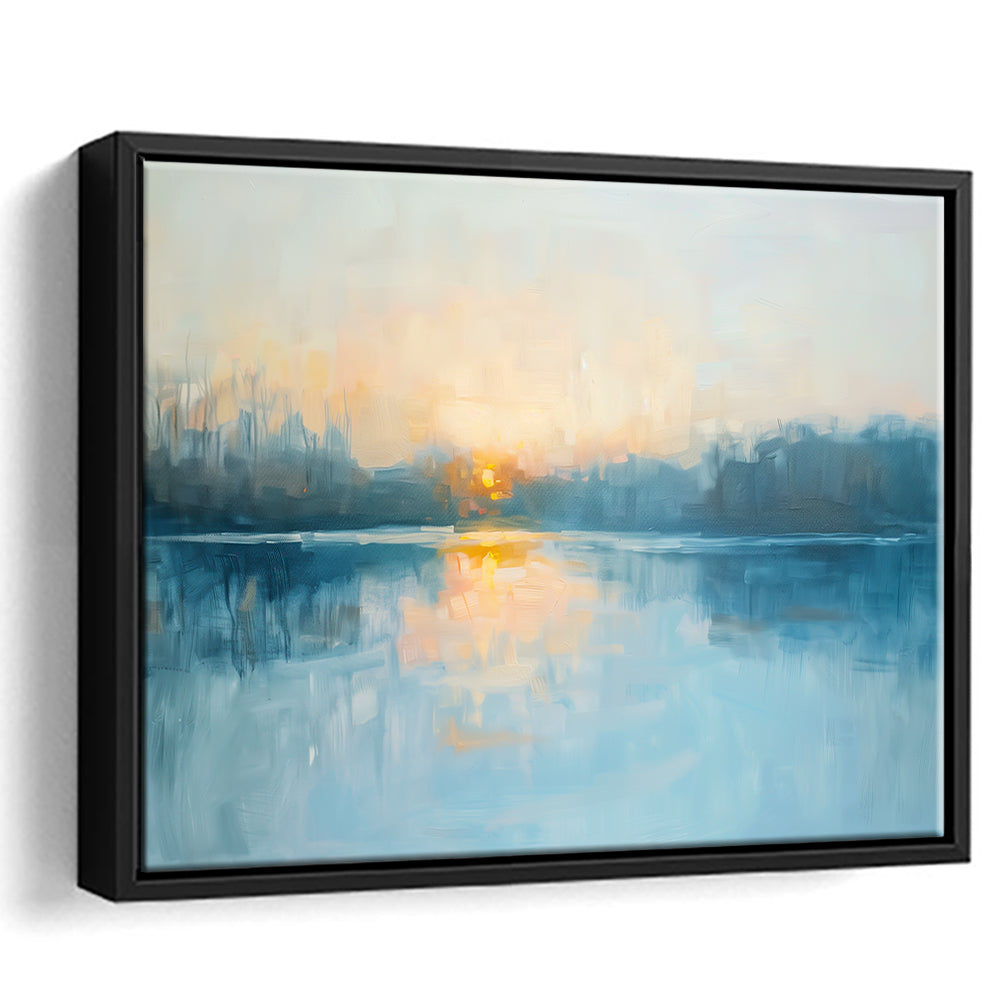 Abstract The Sunrise Reflection On The Water, Framed Canvas Print, Painting Art, Floating Framed Canvas Print Wall Art