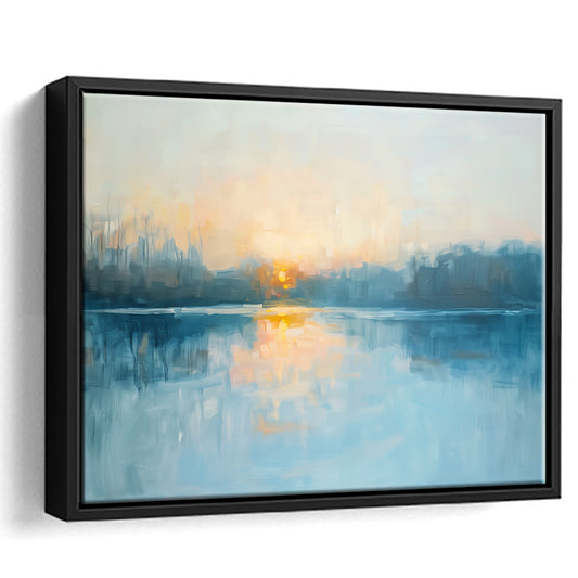 Abstract The Sunrise Reflection On The Water, Framed Canvas Print, Painting Art, Floating Framed Canvas Print Wall Art