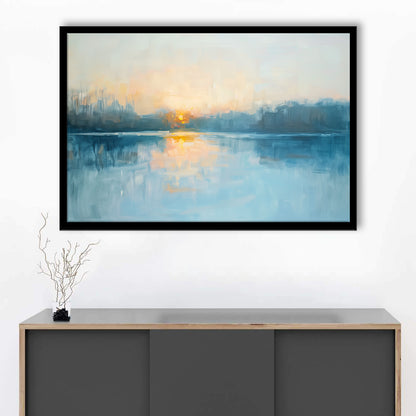Abstract The Sunrise Reflection On The Water, Framed  Print, Painting Art, Framed Art Print Wall Decor, Framed Picture