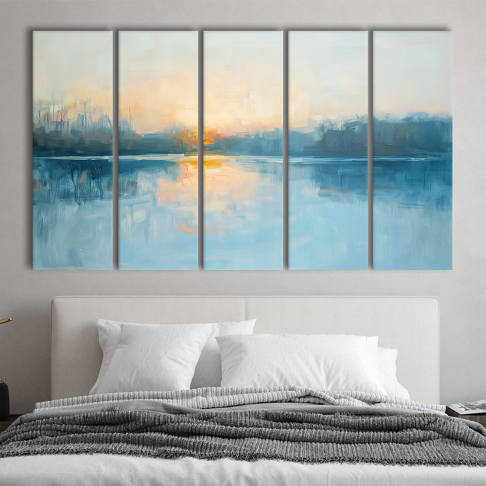 Abstract The Sunrise Reflection On The Water, Canvas Art Print, Painting Art, Multi Panels Canvas Print Wall Art