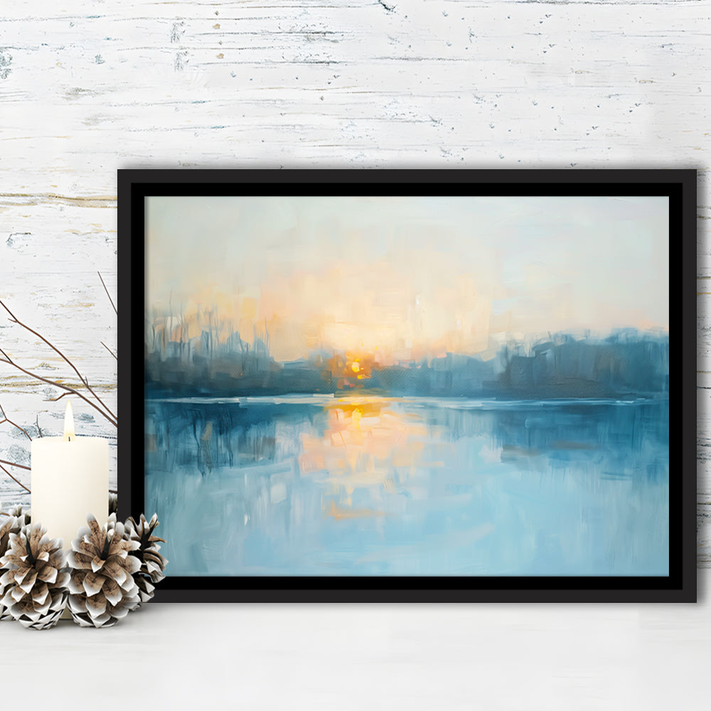 Abstract The Sunrise Reflection On The Water, Framed Canvas Print, Painting Art, Floating Framed Canvas Print Wall Art