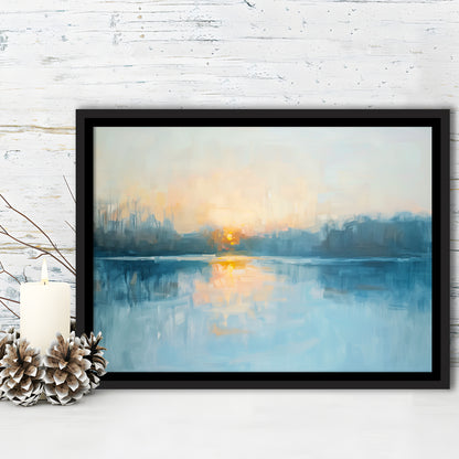 Abstract The Sunrise Reflection On The Water, Framed Canvas Print, Painting Art, Floating Framed Canvas Print Wall Art