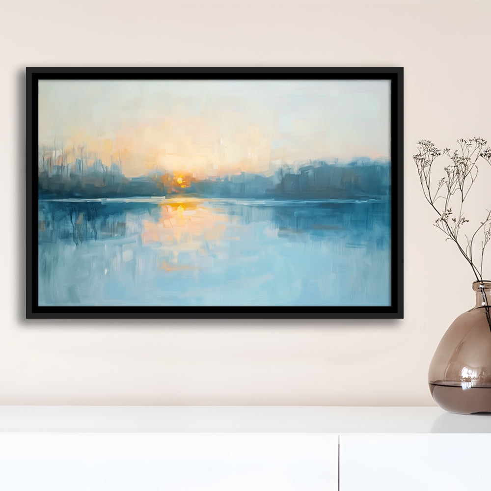 Abstract The Sunrise Reflection On The Water, Framed Canvas Print, Painting Art, Floating Framed Canvas Print Wall Art