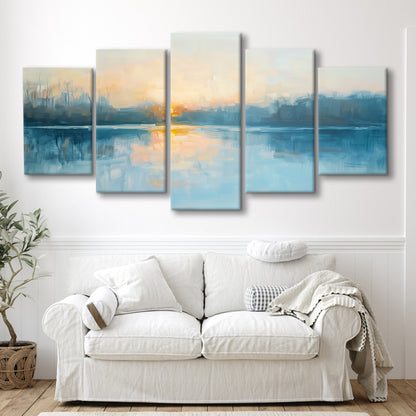 Abstract The Sunrise Reflection On The Water, Canvas Art Decor Print, Painting Art, Mixed Panels Canvas Print Wall Art