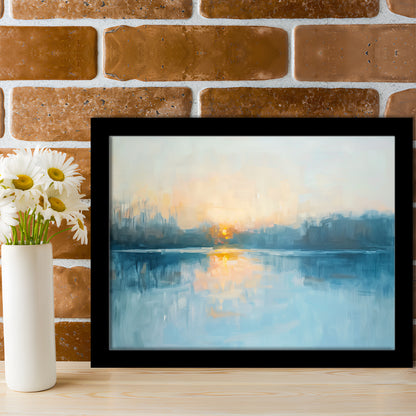 Abstract The Sunrise Reflection On The Water, Framed  Print, Painting Art, Framed Art Print Wall Decor, Framed Picture