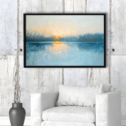 Abstract The Sunrise Reflection On The Water, Framed Canvas Print, Painting Art, Floating Framed Canvas Print Wall Art