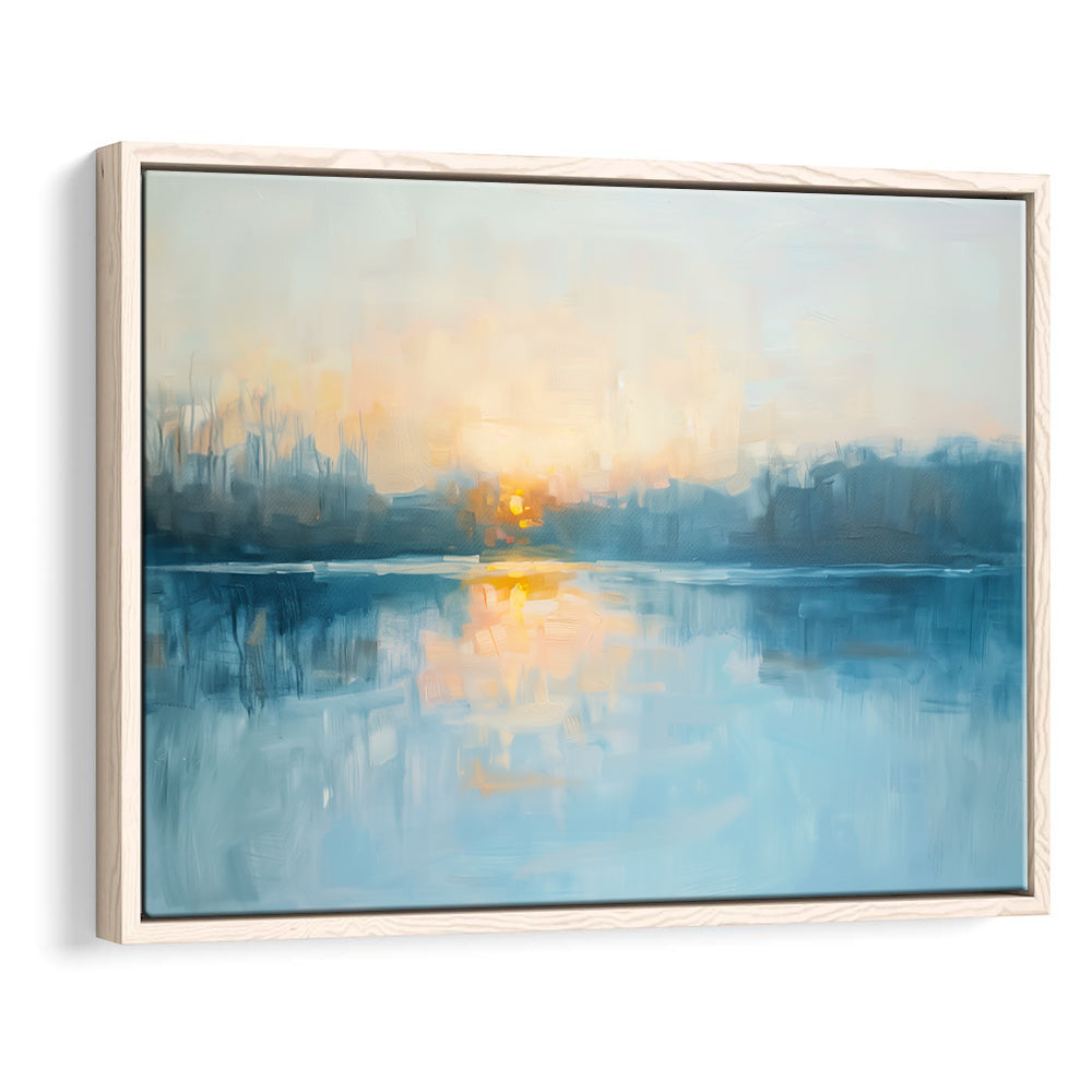 Abstract The Sunrise Reflection On The Water, Framed Canvas Print, Painting Art, Floating Framed Canvas Print Wall Art