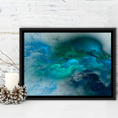 Abstract Clouds Turquoise Mable Cloud Painting, Framed Canvas Print Wall Art, Floating Frame