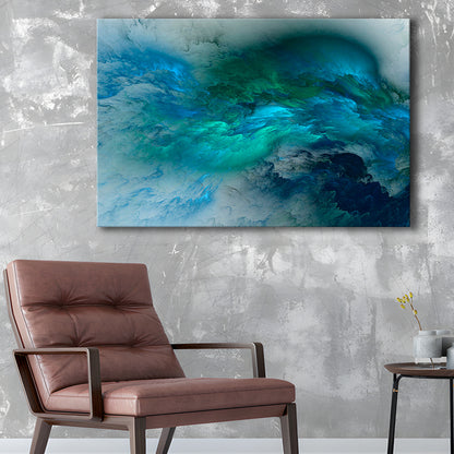 Abstract Clouds Turquoise Mable Cloud Painting, Canvas Print Wall Art, Wall Decor, Painting Canvas