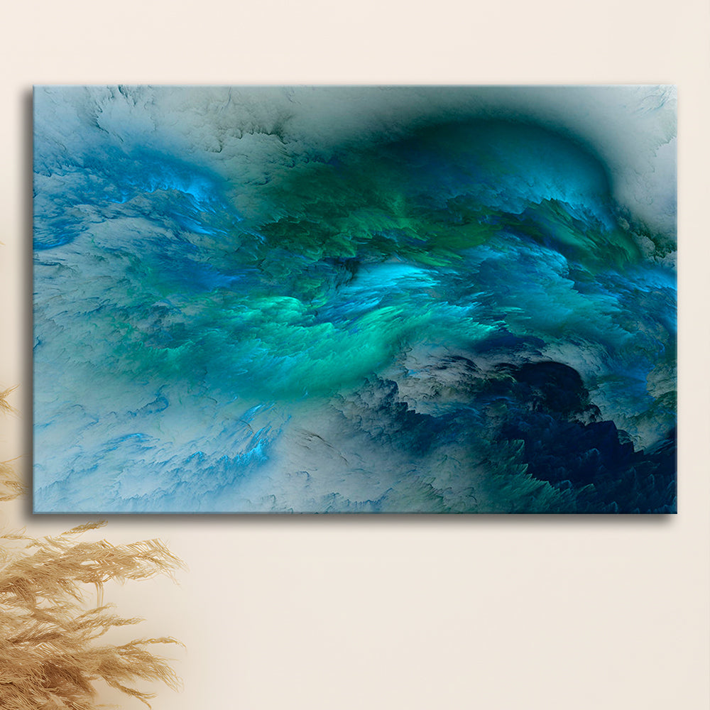 Abstract Clouds Turquoise Mable Cloud Painting, Canvas Print Wall Art, Wall Decor, Painting Canvas