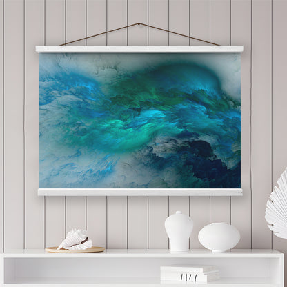 Abstract Clouds Turquoise Mable Cloud Painting, Hanging Canvas Print Wall Art