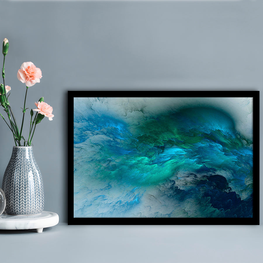 Abstract clouds Turquoise mable Cloud painting, Framed Art Print Wall Decor, Picture Framed