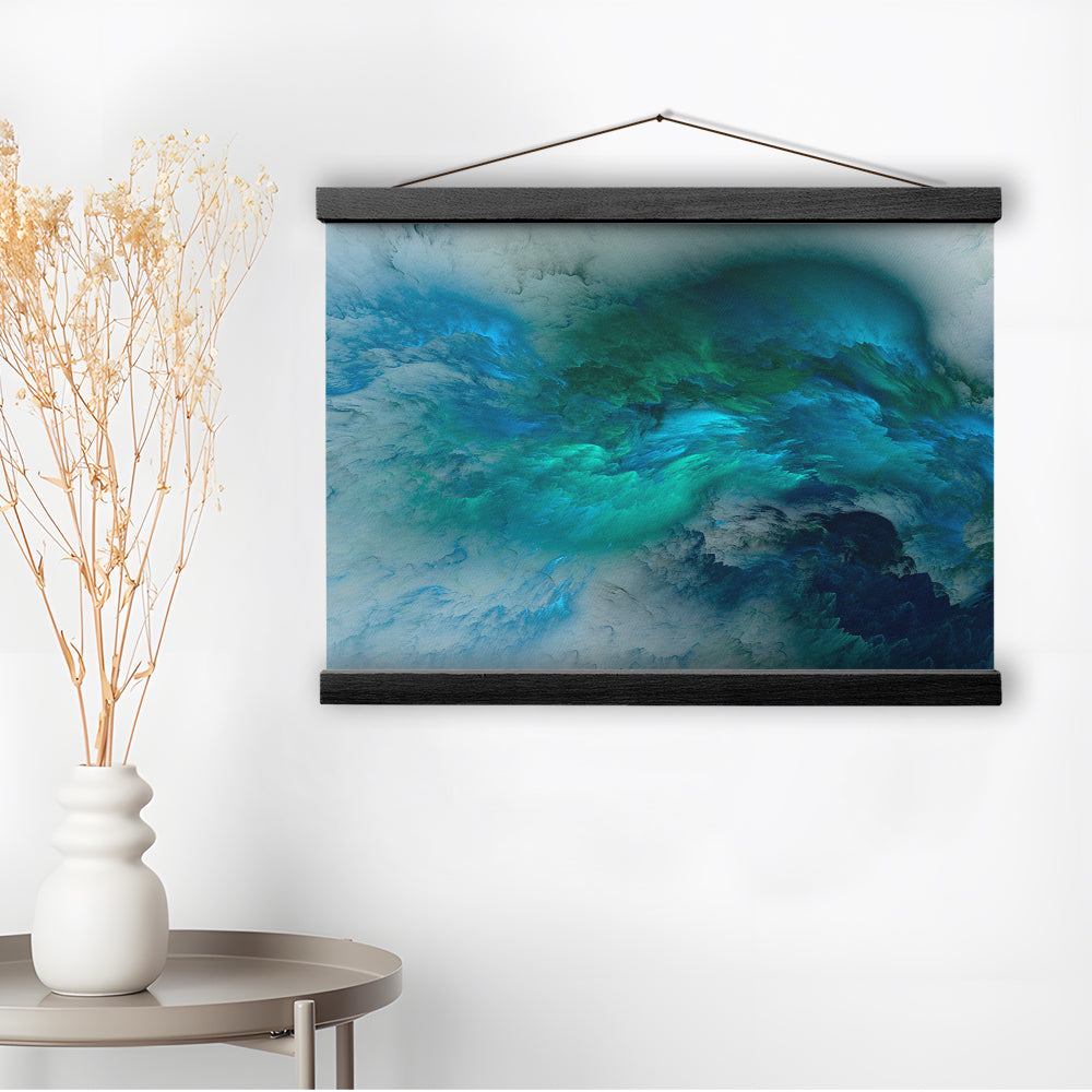 Abstract Clouds Turquoise Mable Cloud Painting, Hanging Canvas Print Wall Art