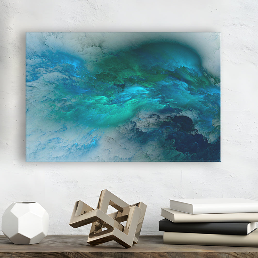 Abstract Clouds Turquoise Mable Cloud Painting, Canvas Print Wall Art, Wall Decor, Painting Canvas