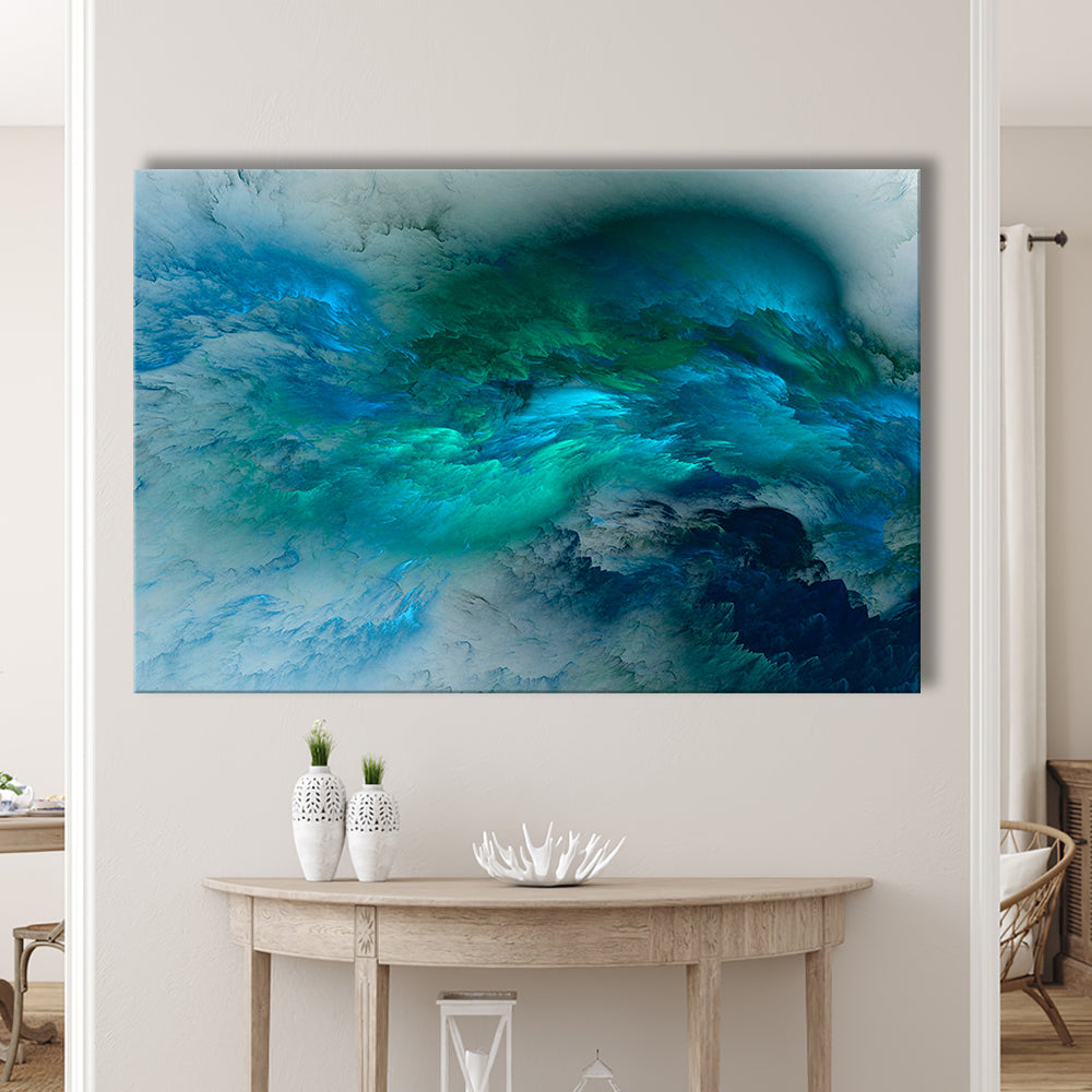 Abstract Clouds Turquoise Mable Cloud Painting, Canvas Print Wall Art, Wall Decor, Painting Canvas