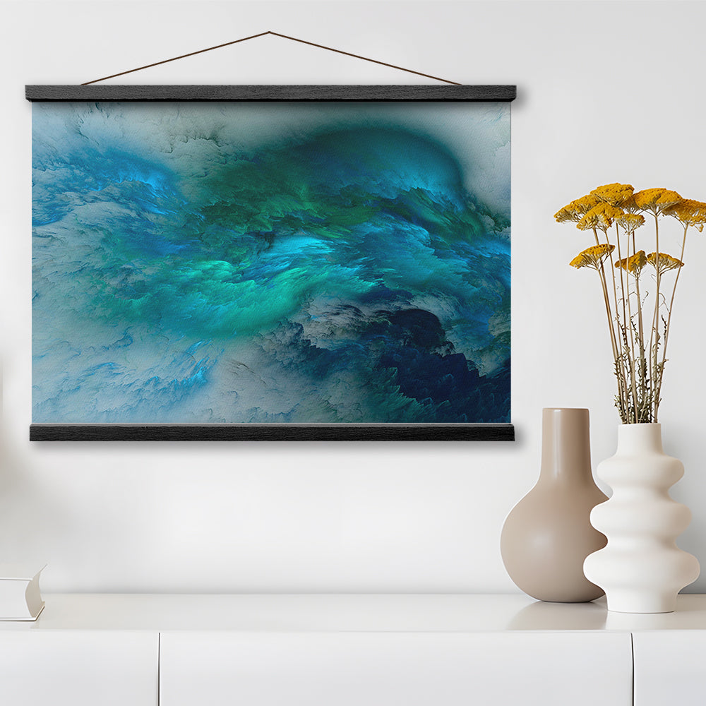 Abstract Clouds Turquoise Mable Cloud Painting, Hanging Canvas Print Wall Art