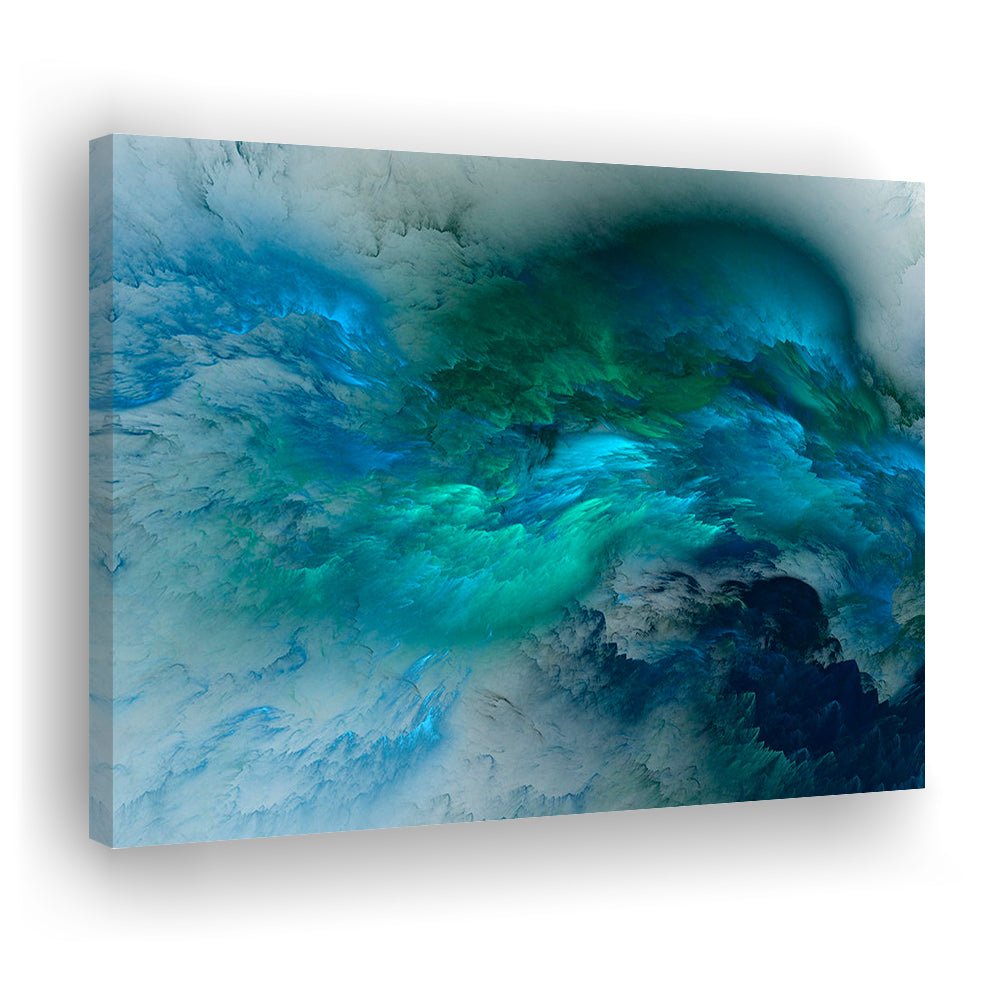 Abstract Clouds Turquoise Mable Cloud Painting, Canvas Print Wall Art, Wall Decor, Painting Canvas