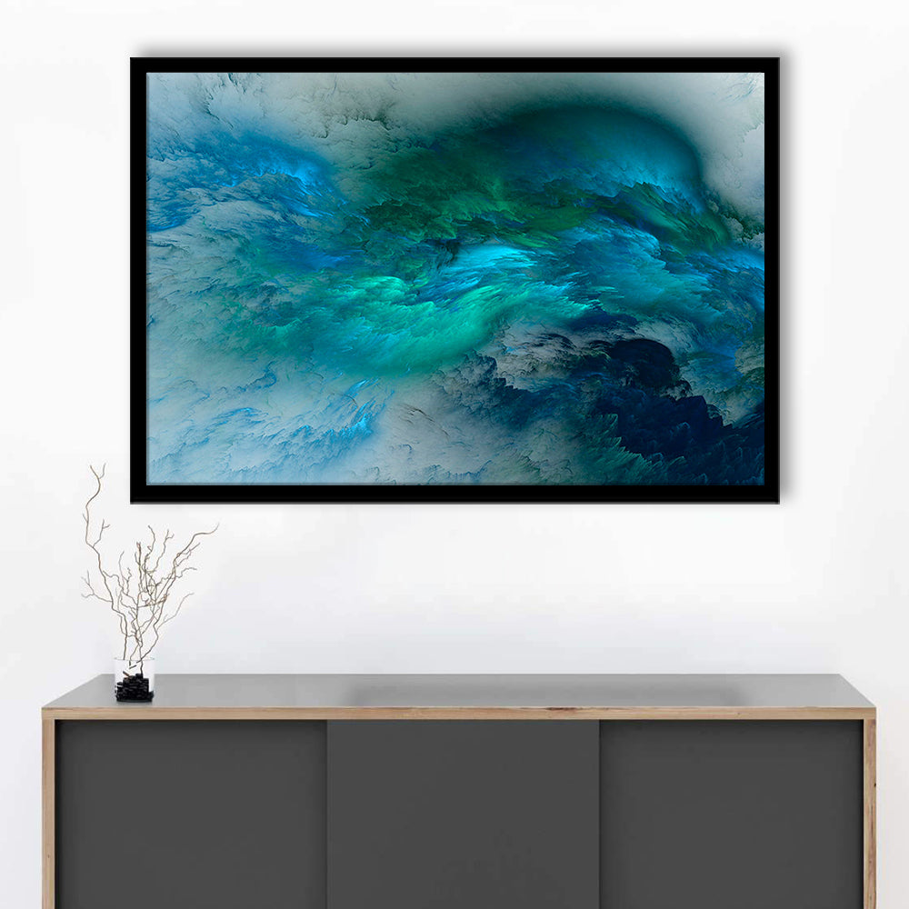 Abstract clouds Turquoise mable Cloud painting, Framed Art Print Wall Decor, Picture Framed