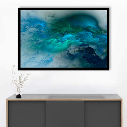 Abstract clouds Turquoise mable Cloud painting, Framed Art Print Wall Decor, Picture Framed