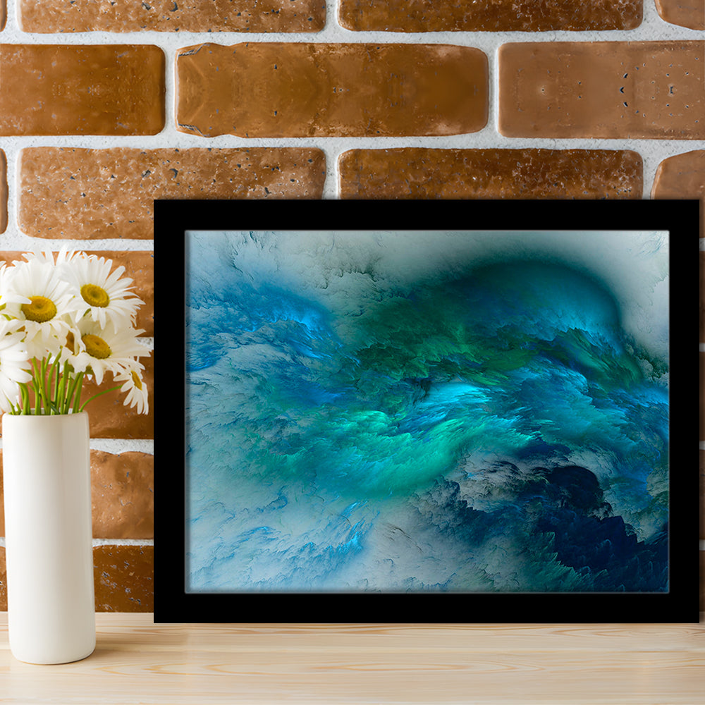 Abstract clouds Turquoise mable Cloud painting, Framed Art Print Wall Decor, Picture Framed