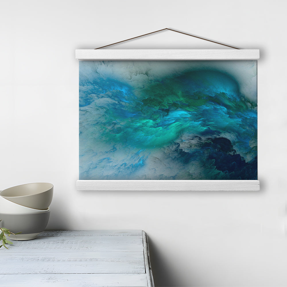 Abstract Clouds Turquoise Mable Cloud Painting, Hanging Canvas Print Wall Art