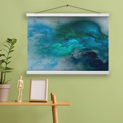 Abstract Clouds Turquoise Mable Cloud Painting, Hanging Canvas Print Wall Art