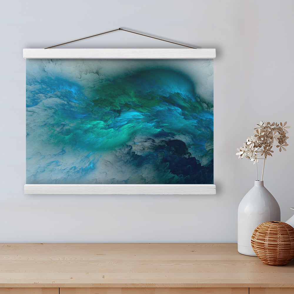 Abstract Clouds Turquoise Mable Cloud Painting, Hanging Canvas Print Wall Art