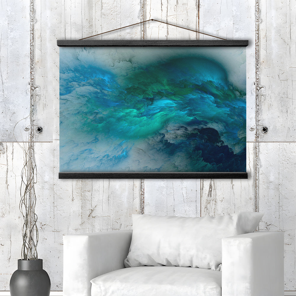 Abstract Clouds Turquoise Mable Cloud Painting, Hanging Canvas Print Wall Art