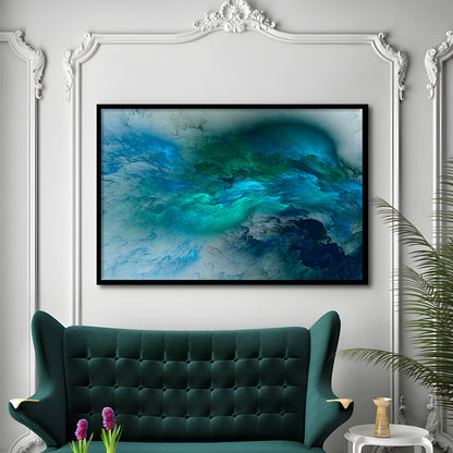 Abstract clouds Turquoise mable Cloud painting, Framed Art Print Wall Decor, Picture Framed