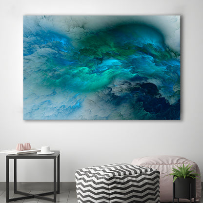 Abstract Clouds Turquoise Mable Cloud Painting, Canvas Print Wall Art, Wall Decor, Painting Canvas