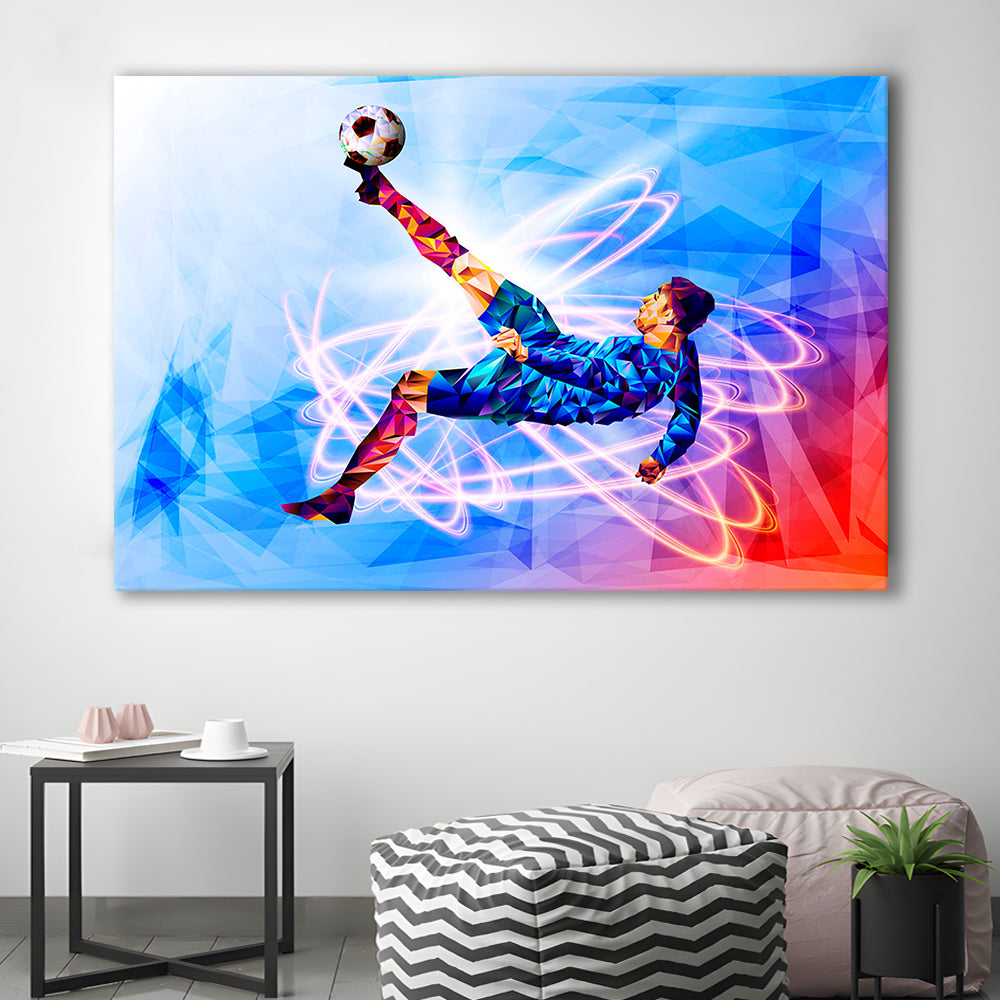 Abstract Soccer Modern Blue Color Print, Gift For Him, Canvas Print Wall Art, Wall Decor, Painting Canvas