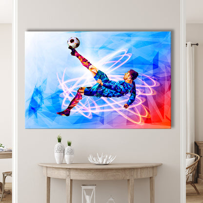 Abstract Soccer Modern Blue Color Print, Gift For Him, Canvas Print Wall Art, Wall Decor, Painting Canvas