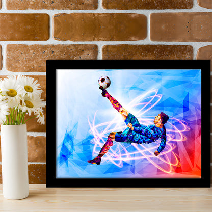 Abstract soccer Modern blue color print, Gift for him, Framed Art Print Wall Decor, Picture Framed
