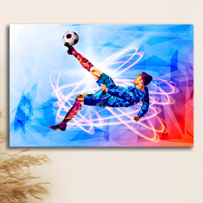Abstract Soccer Modern Blue Color Print, Gift For Him, Canvas Print Wall Art, Wall Decor, Painting Canvas