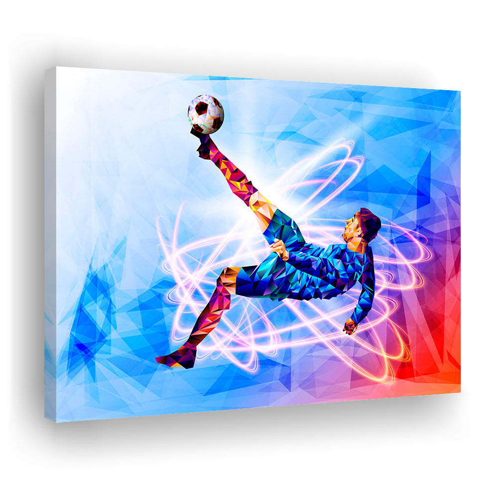 Abstract Soccer Modern Blue Color Print, Gift For Him, Canvas Print Wall Art, Wall Decor, Painting Canvas
