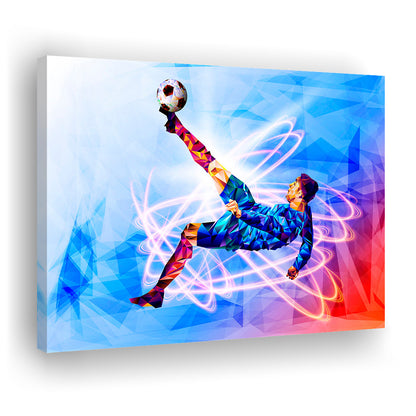 Abstract Soccer Modern Blue Color Print, Gift For Him, Canvas Print Wall Art, Wall Decor, Painting Canvas