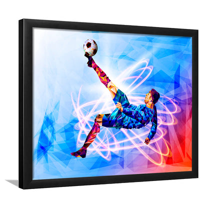 Abstract soccer Modern blue color print, Gift for him, Framed Art Print Wall Decor, Picture Framed