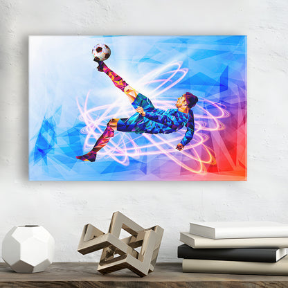 Abstract Soccer Modern Blue Color Print, Gift For Him, Canvas Print Wall Art, Wall Decor, Painting Canvas
