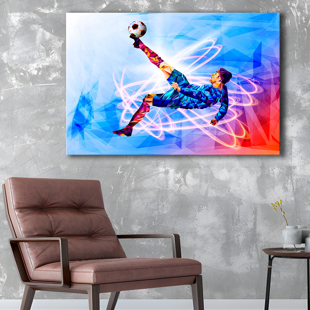 Abstract Soccer Modern Blue Color Print, Gift For Him, Canvas Print Wall Art, Wall Decor, Painting Canvas