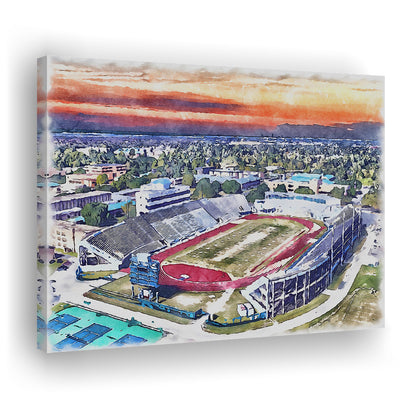 Ace W Mumford Painting Stadium Watercolor, Baton Rouge Louisiana, Sport Art, Gifts for him, Canvas Print Wall Art