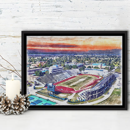 Ace W Mumford Painting Stadium Watercolor, Baton Rouge Louisiana, Sport Gift Art, Framed Canvas Print Wall Art
