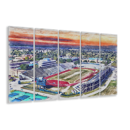 Ace W Mumford Painting Stadium Watercolor, Baton Rouge Louisiana, Sport Art, Extra Large Canvas Print Wall Art
