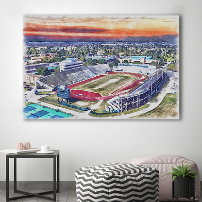 Ace W Mumford Painting Stadium Watercolor, Baton Rouge Louisiana, Sport Art, Gifts for him, Canvas Print Wall Art