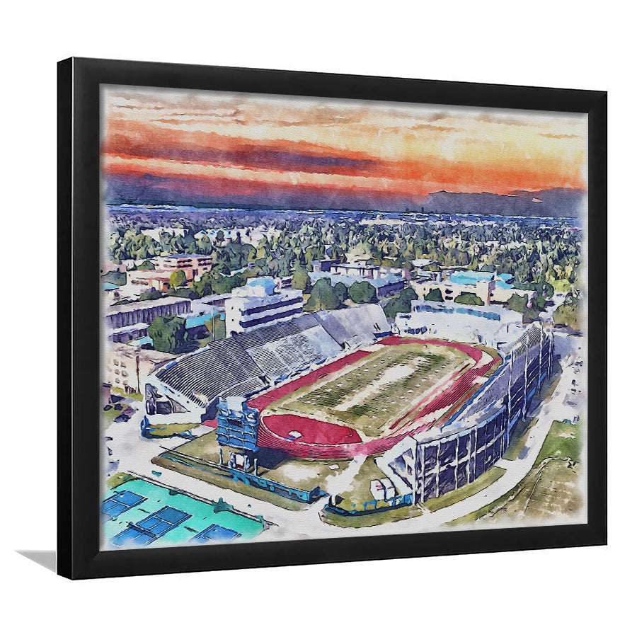 Ace W Mumford Painting Stadium Watercolor, Baton Rouge Louisiana, Sport Gift Art, Framed Art Print Wall Decor